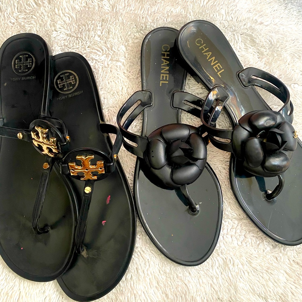Chanel and Tory Burch Black Women's Sandals